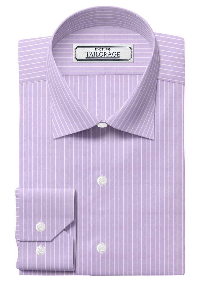 Pale Lavender Stripes Fine Twill - CUS-10042