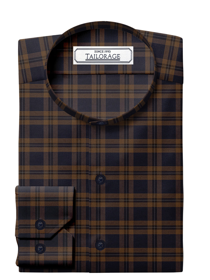 Blueberry And Bronze Brown Plaid - CUS-10052