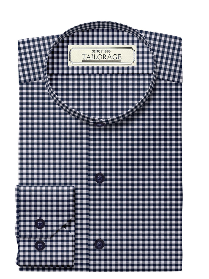 Feather Touch Dark Navy Blue Small Gingham Checks - CUS-10070