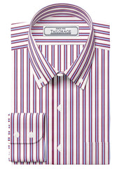 Load image into Gallery viewer, Wrinkle Free Bombay Brown And Sky Blue Stripes - CUS-10038
