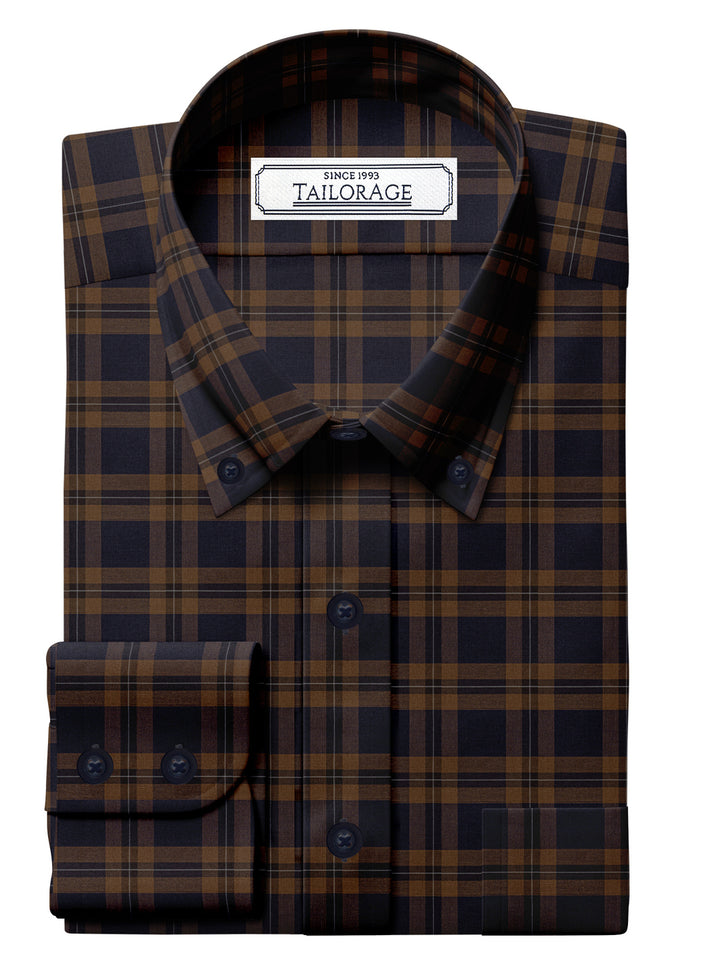 Blueberry And Bronze Brown Plaid - CUS-10052