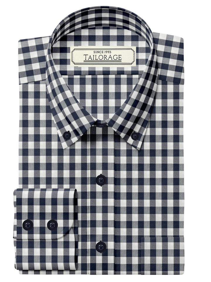 Feather Touch Dark Navy Blue Gingham Checks - SS-10065