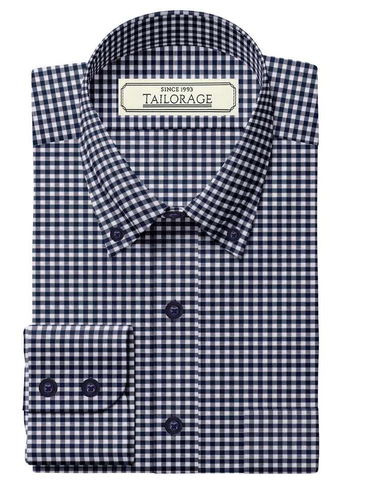 Feather Touch Dark Navy Blue Small Gingham Checks - CUS-10070